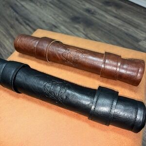 FanRoll Dice Rolling Scroll Black Brown Leather Zip Pouches With Dice